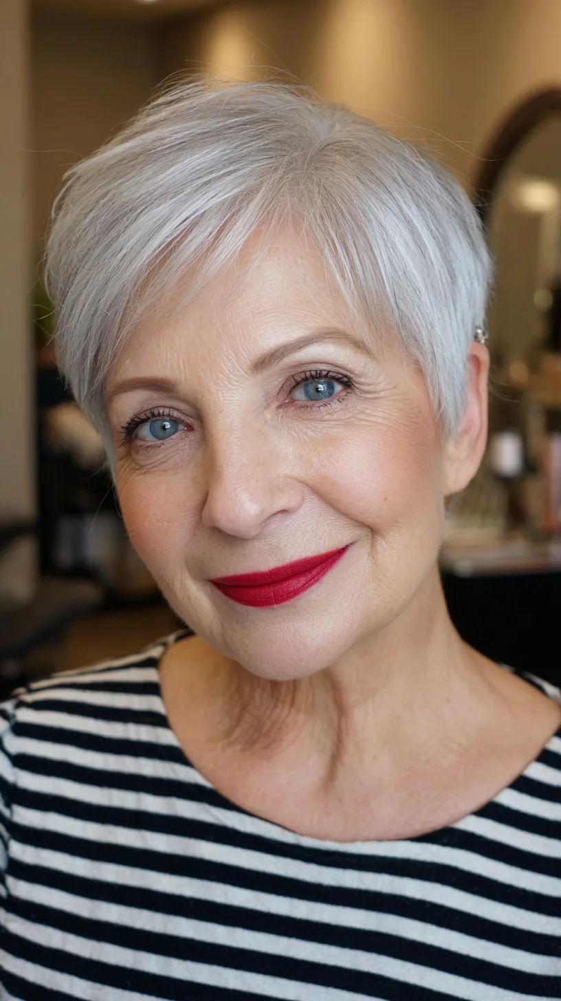 Chic Silver Pixie Cut with Textured Layers
