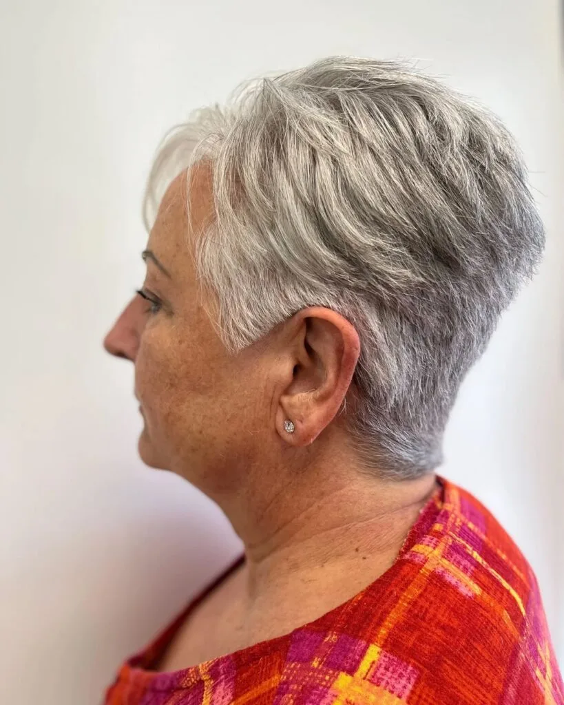 Chic Silver Textured Pixie with Subtle Volume
