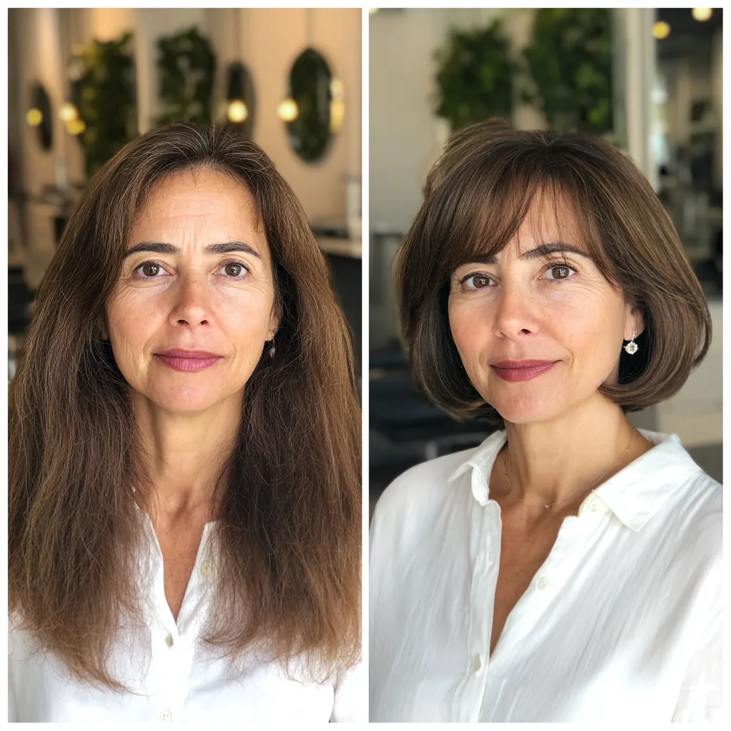 Chic Smooth Lob with Subtle Bangs