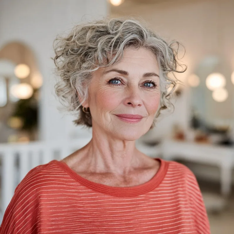 Chic Soft Curly Crop with Textured Layers