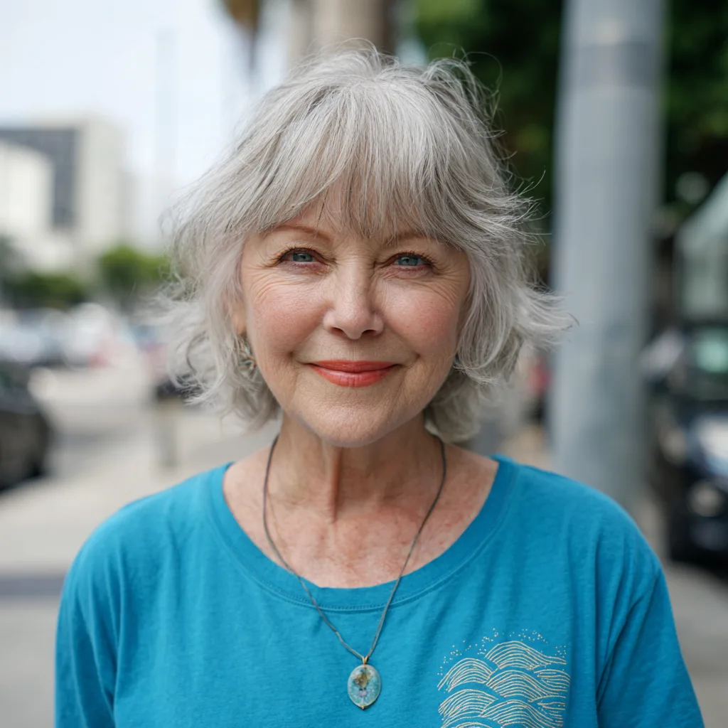 Chic Softly Textured Silver Bob with Face-Framing Layers