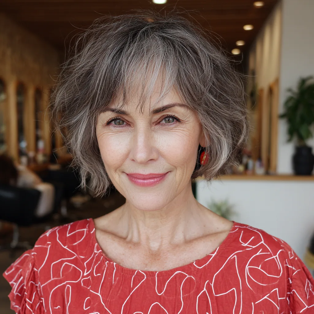 Chic Textured Bob with Feathered Bangs