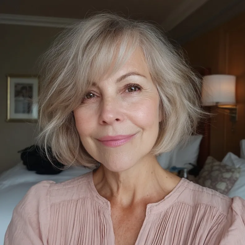 Chic Textured Bob with Soft Bangs