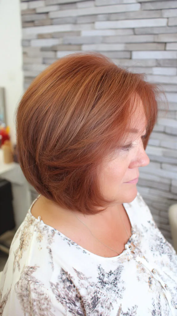 Chic Textured Copper Bob with Subtle Layers