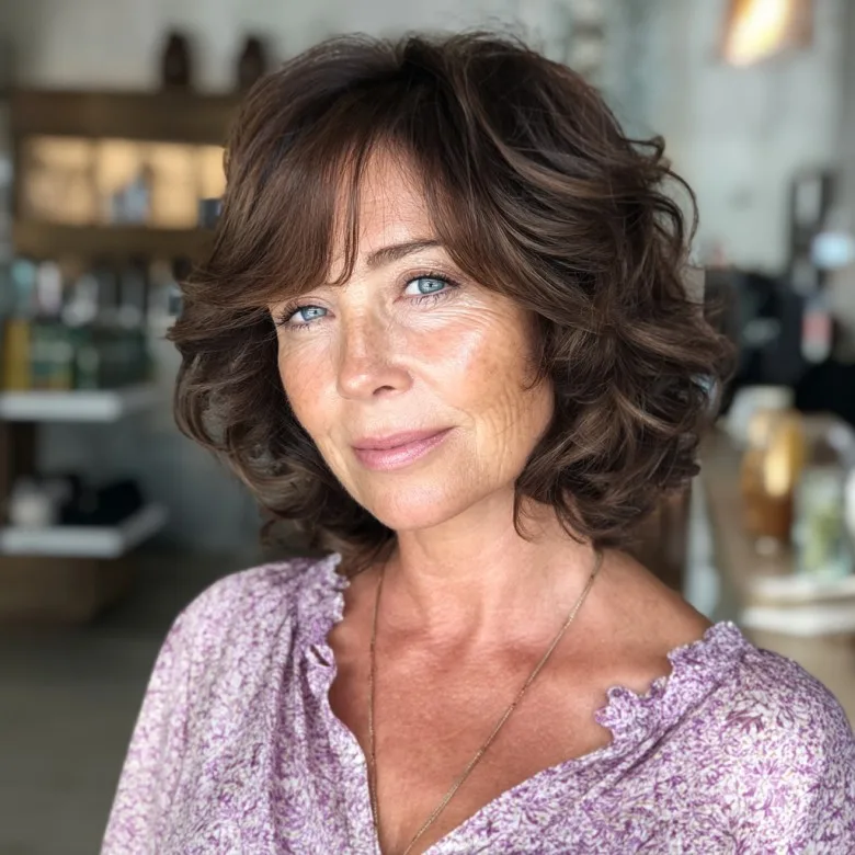 Chic Textured Curls with Soft Layers for Women Over 50