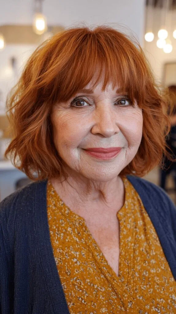 Chic Textured Lob with Curtain Bangs