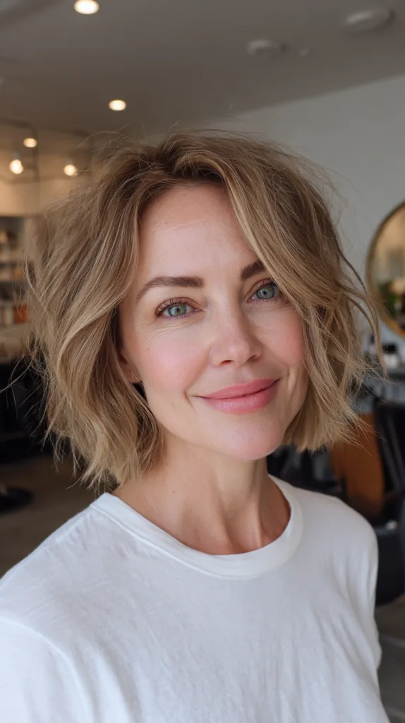 Chic Textured Lob with Effortless Waves