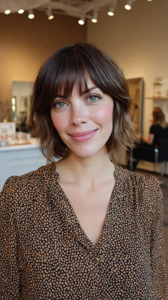 Chic Textured Lob with Face-Framing Bangs