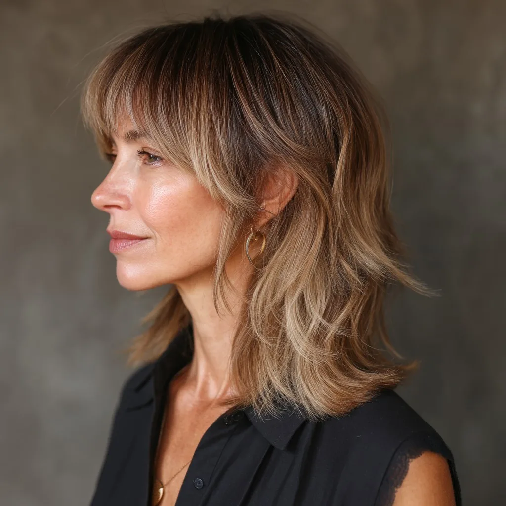 Chic Textured Medium Cut with Soft Bangs