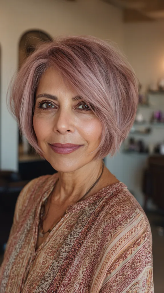 Chic Textured Pink Bob with Subtle Layers