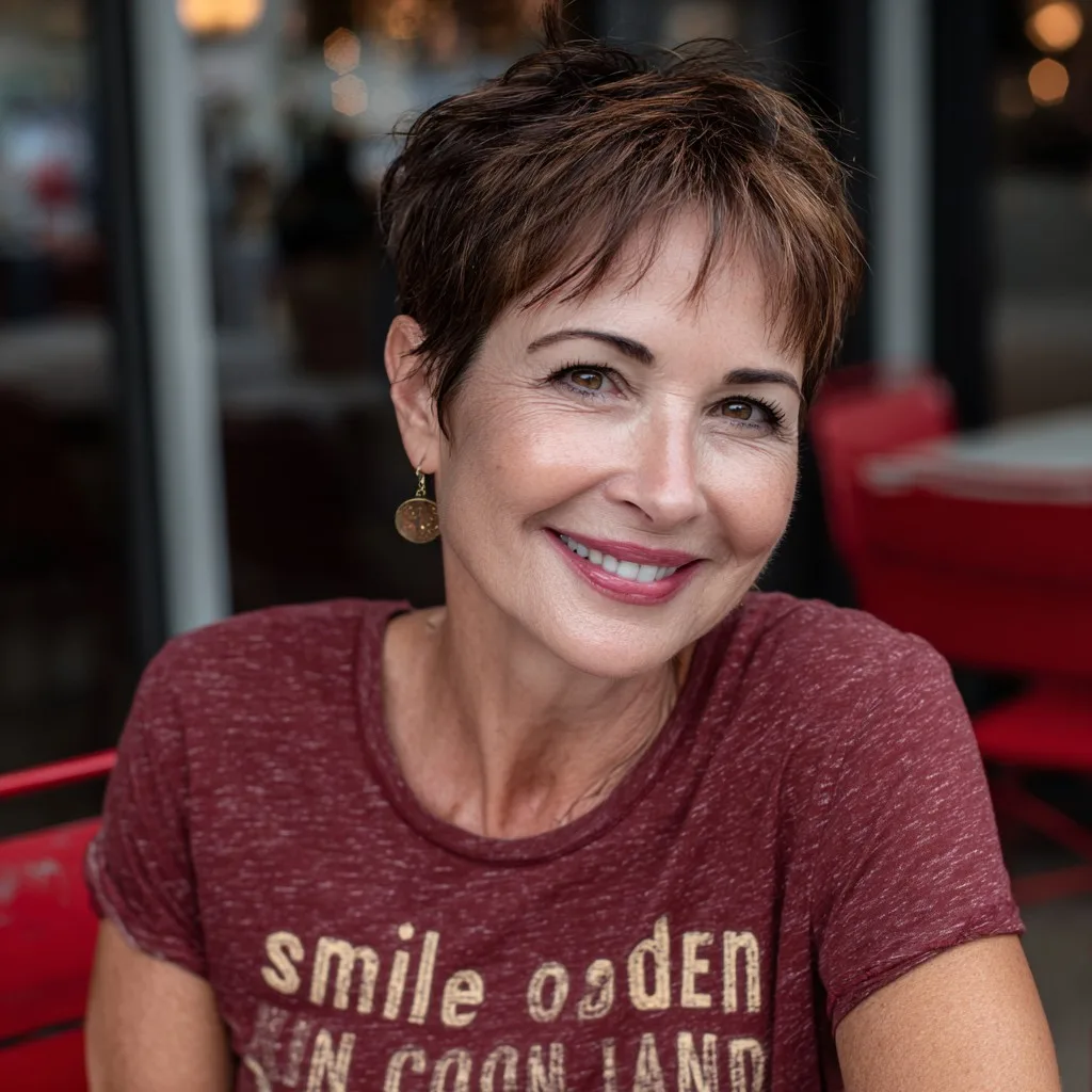Chic Textured Pixie Cut with Subtle Highlights