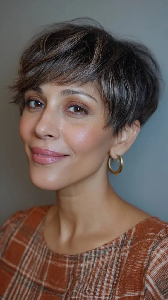 Chic Textured Pixie with Subtle Highlights