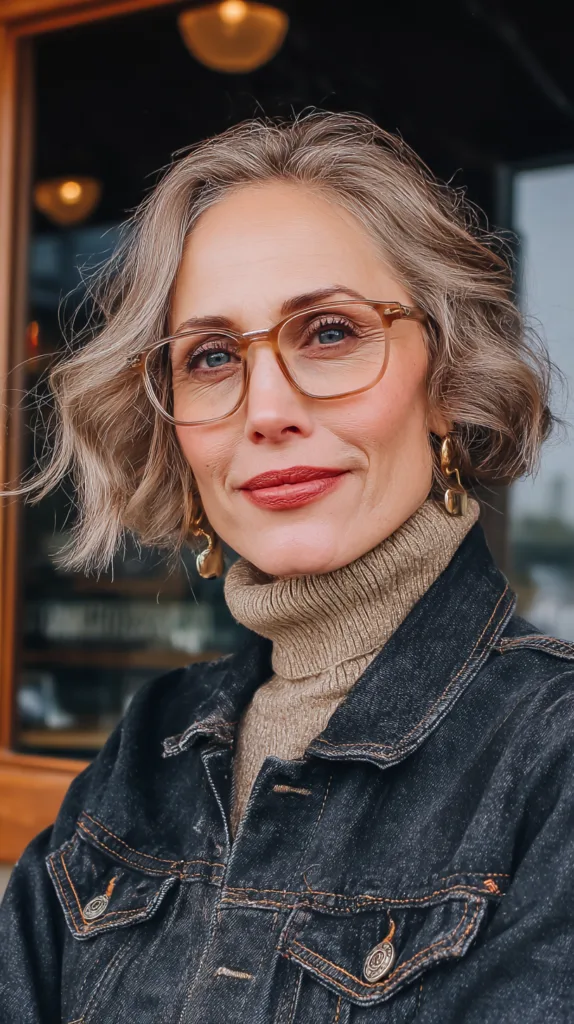 Chic Textured Ripple Bob with Glasses