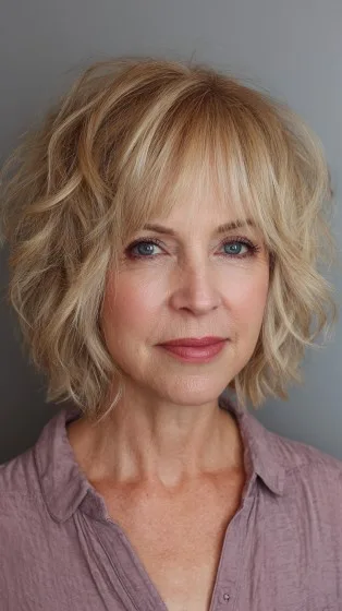 Chic Textured Shaggy Bob with Face-Framing Layers
