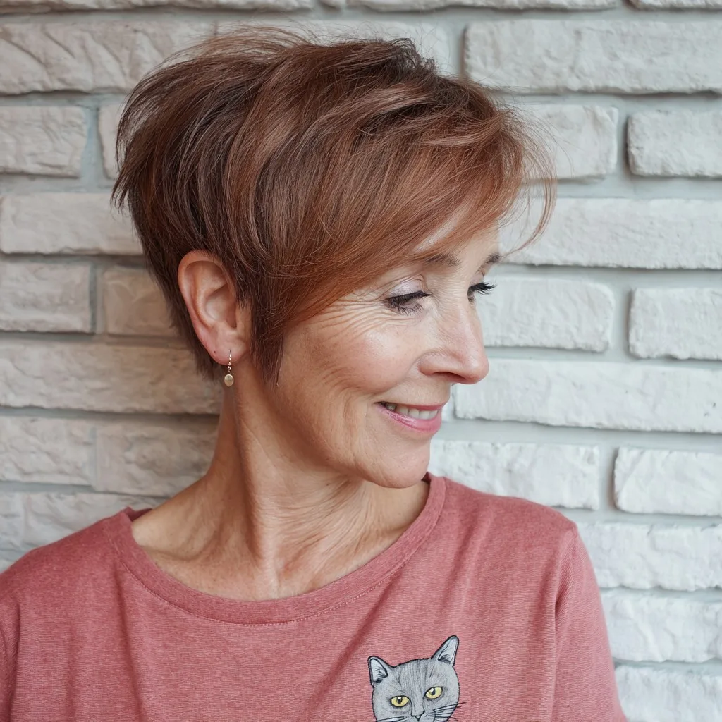 Chic Textured Short Brown Pixie with Soft Layers