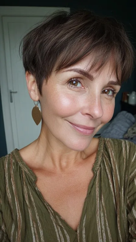 Chic Textured Short Crop with Subtle Bangs