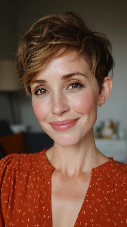 Chic Textured Short Crop with Subtle Highlights