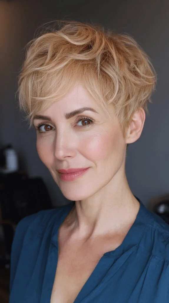 Chic Textured Short Pixie Cut with Subtle Waves