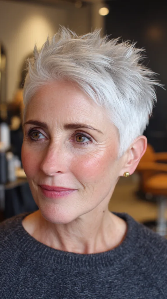 Chic Textured Short Spiky Cut with Silver Highlights