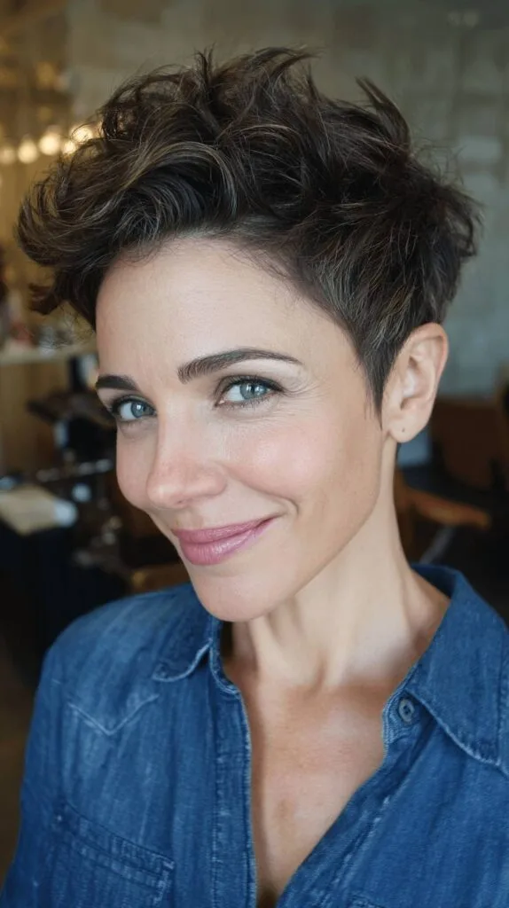 Chic Textured Short Spiky Cut with Soft Highlights