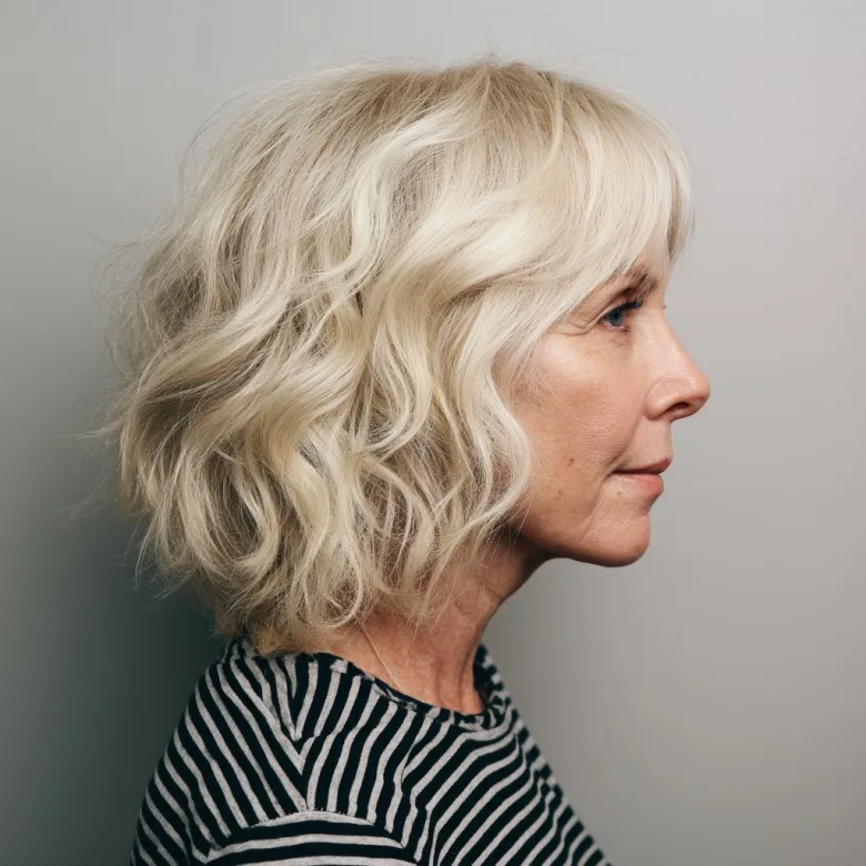 Chic Textured Shoulder-Length Waves for Women Over 50