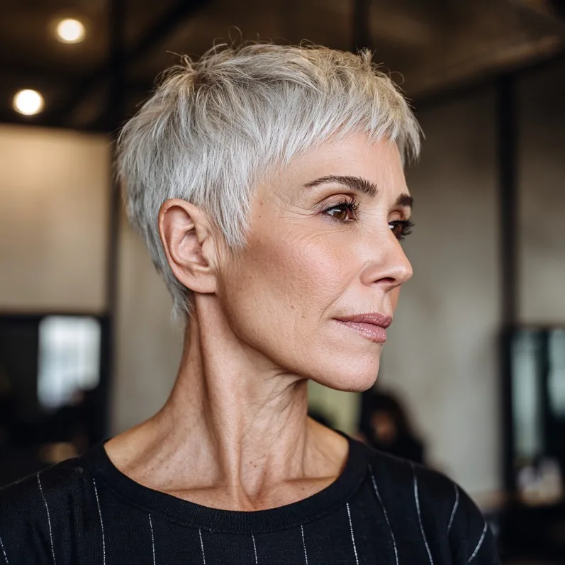 Chic Textured Silver Pixie Cut with Subtle Layers