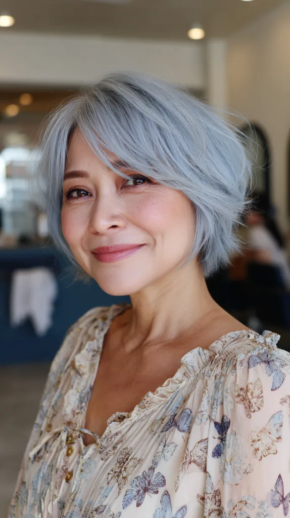 Chic Textured Silver Pixie with Soft Layers
