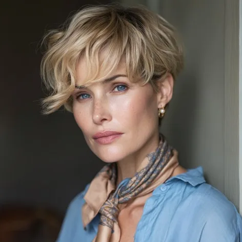Chic Textured Wavy Crop for Women Over 50