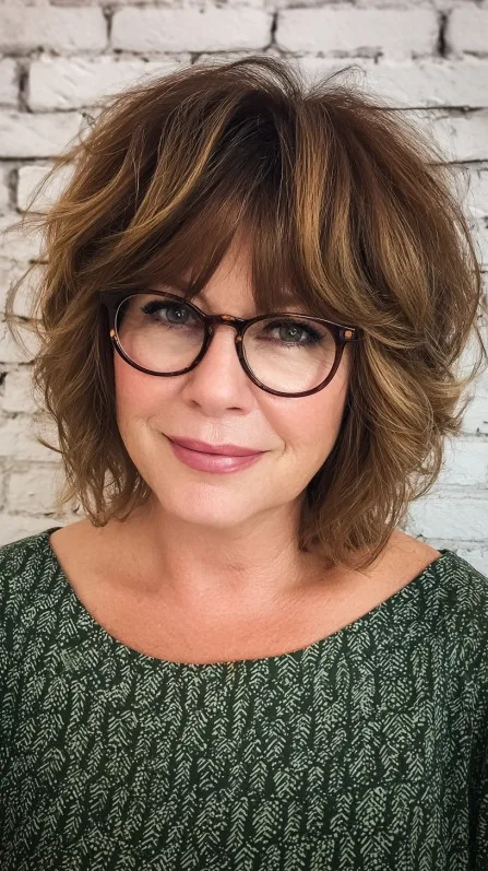Chic Voluminous Layered Bob with Face-Framing Curls