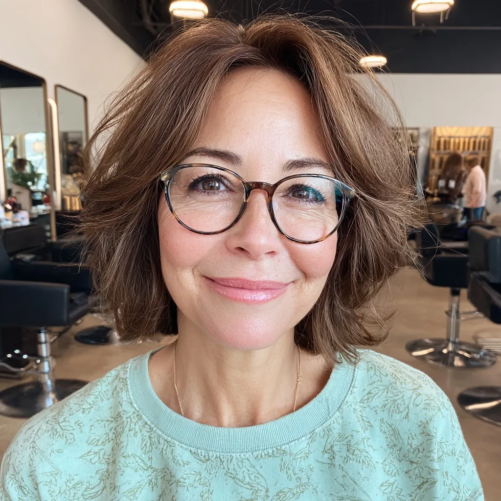 Chic Wavy Layered Bob with Subtle Movement
