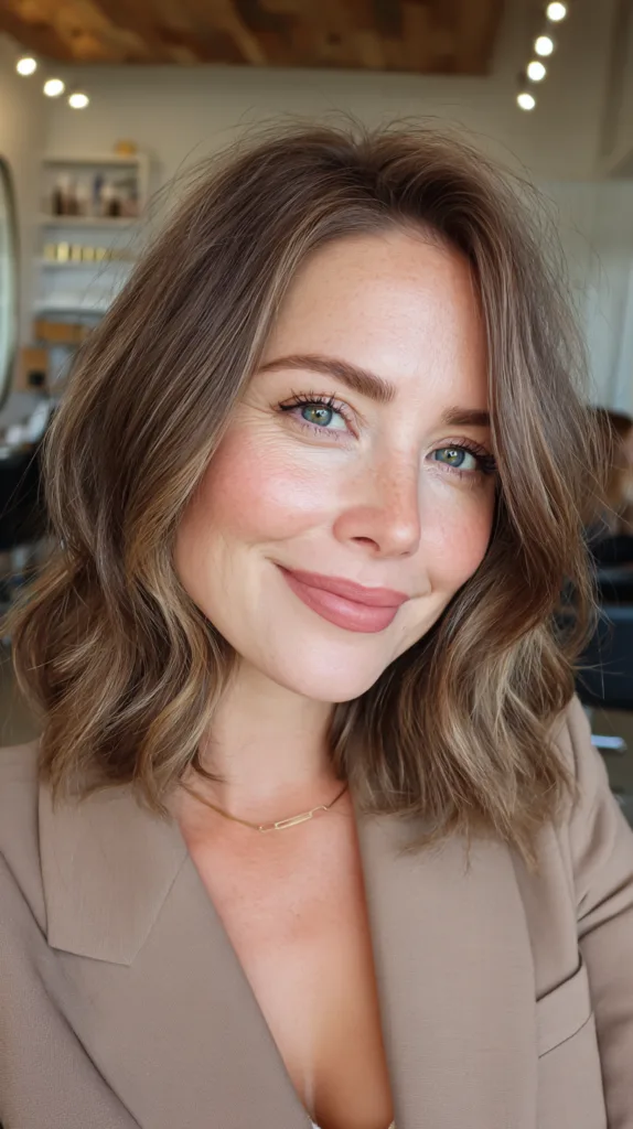 Chic Wavy Lob with Subtle Highlights