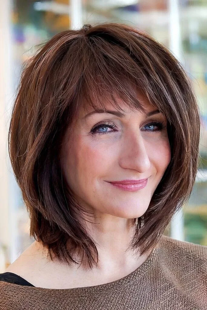 choppy and layered bob for older ladies