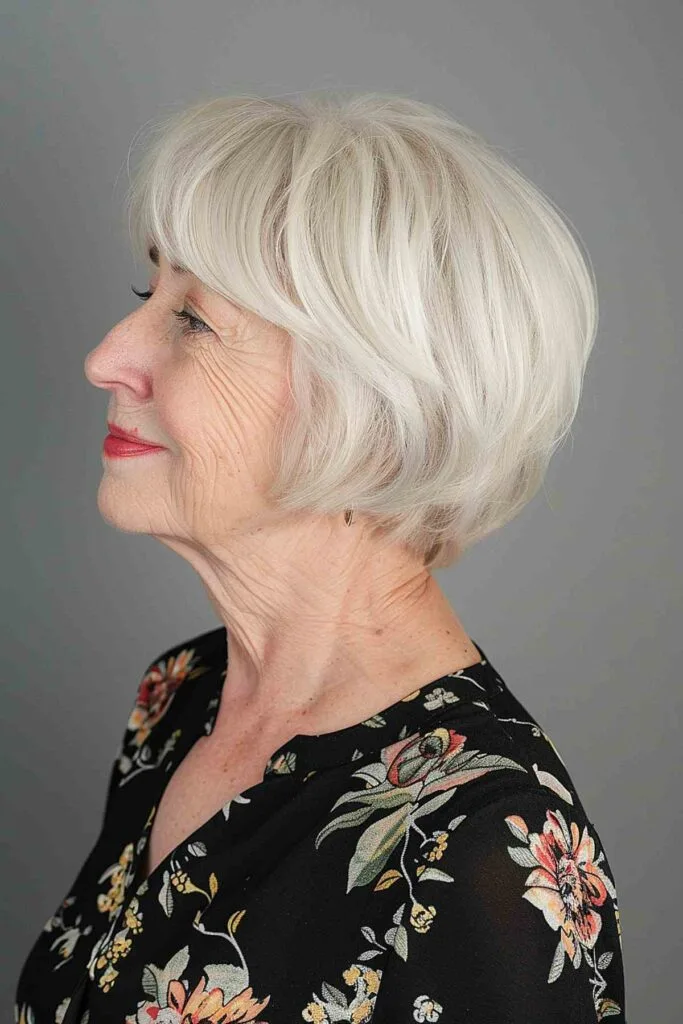 Choppy Bob with Side Bangs for Older Women