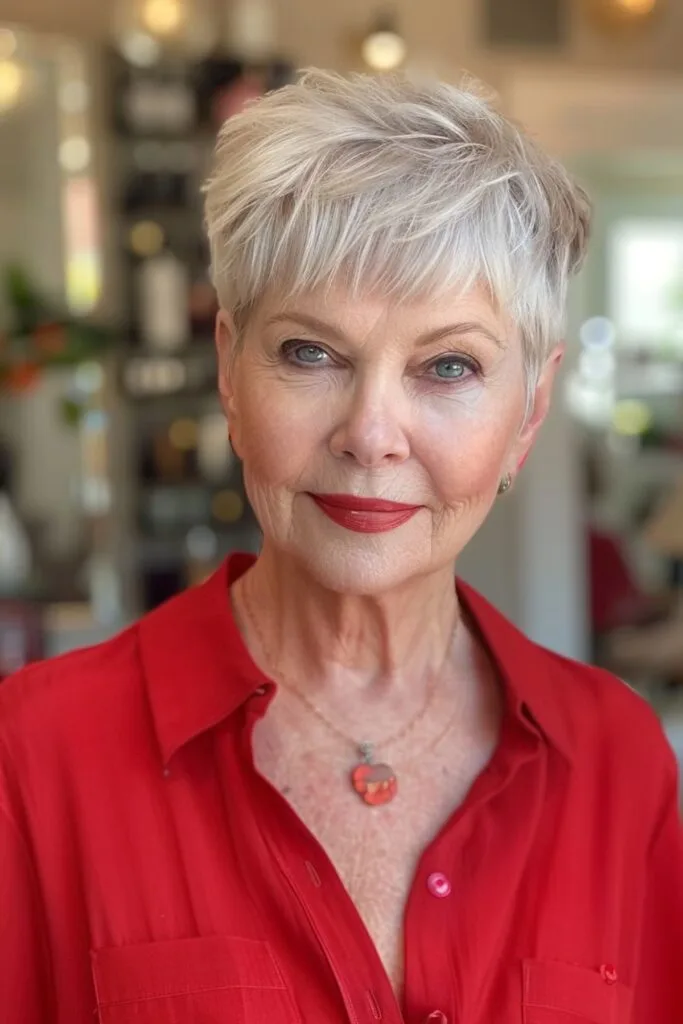 Choppy Short Hairstyle for Senior Women over 70