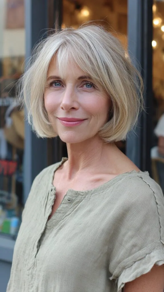 Classic Ash Blonde Bob with Natural Highlights