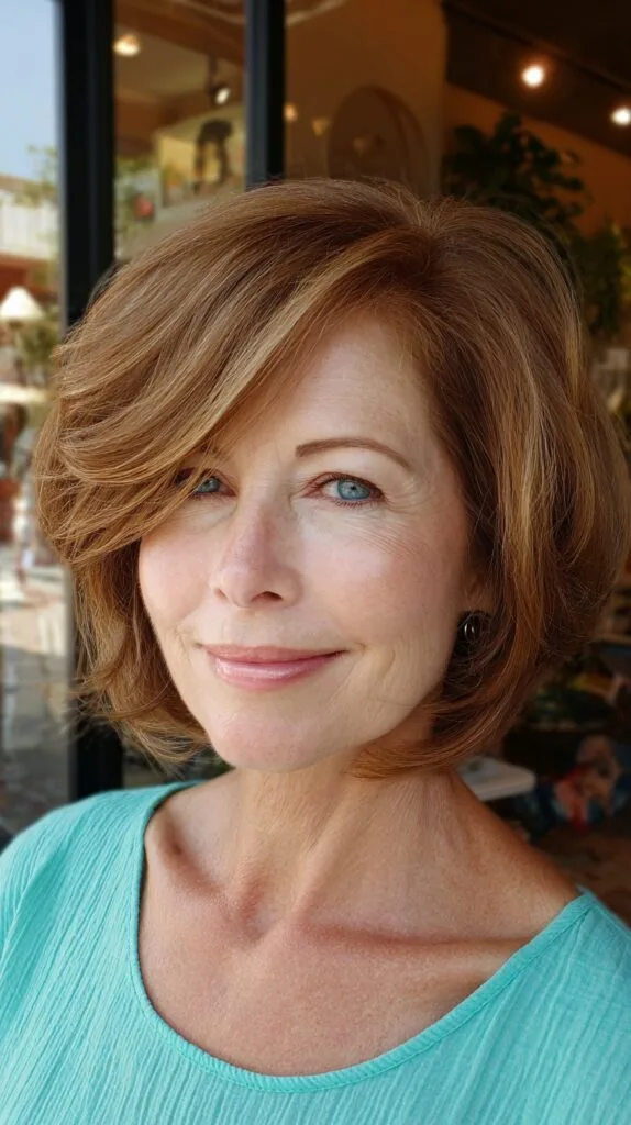 Classic Brunette Layered Bob with Natural Flow