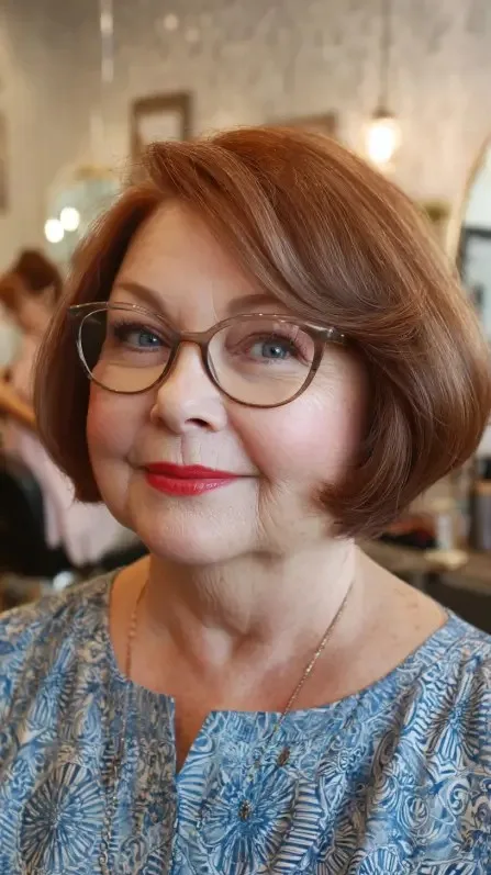 Classic Rich Auburn Rounded Bob with Soft Volume