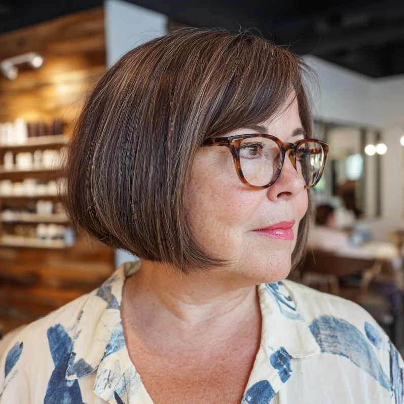 Classic Rounded Bob with Subtle Highlights