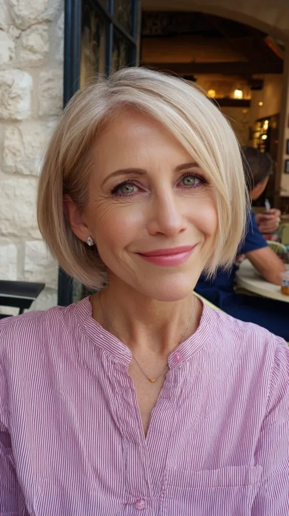 Classic Sleek Blonde Bob with Subtle Layers