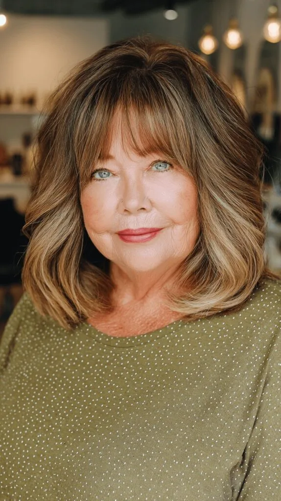 Classic Textured Lob with Soft Curtain Bangs