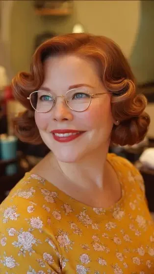 Classic Vintage Short Curly Bob with Defined Curls
