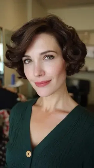 Classic Vintage Short Curly Cut with Defined Curls