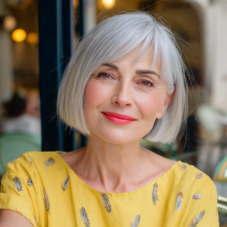 Contemporary Blunt Bob with Soft Side Bangs