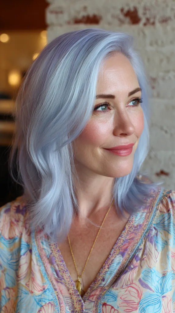 Cool Lavender Lob with Soft Waves
