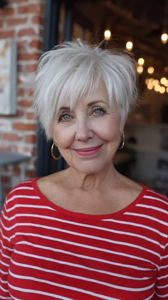Cropped Silver Choppy Shag with Lifted Crown
