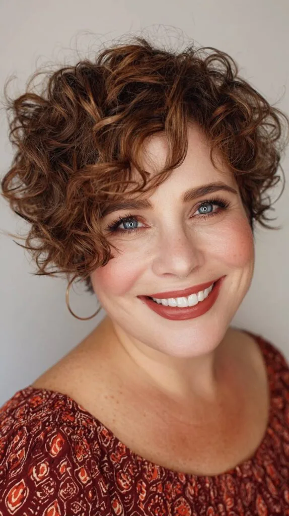 Curly Copper Bob with Soft Volume