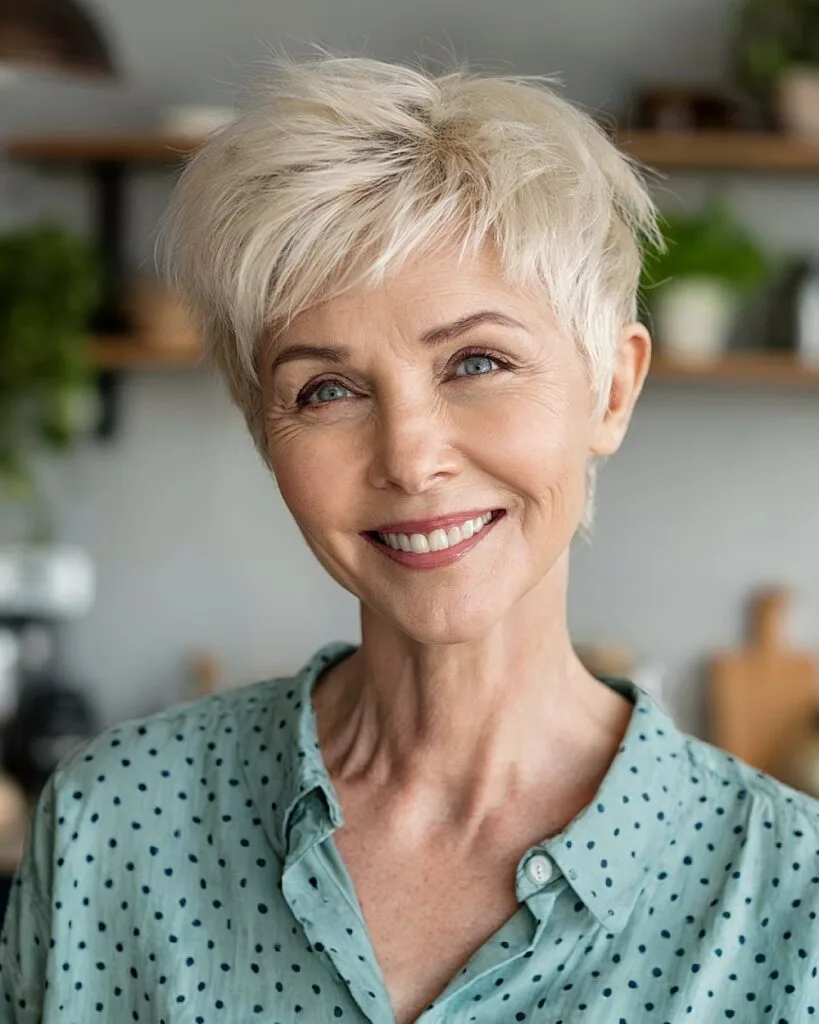 Cute short crop for thick hair with soft texture over 50