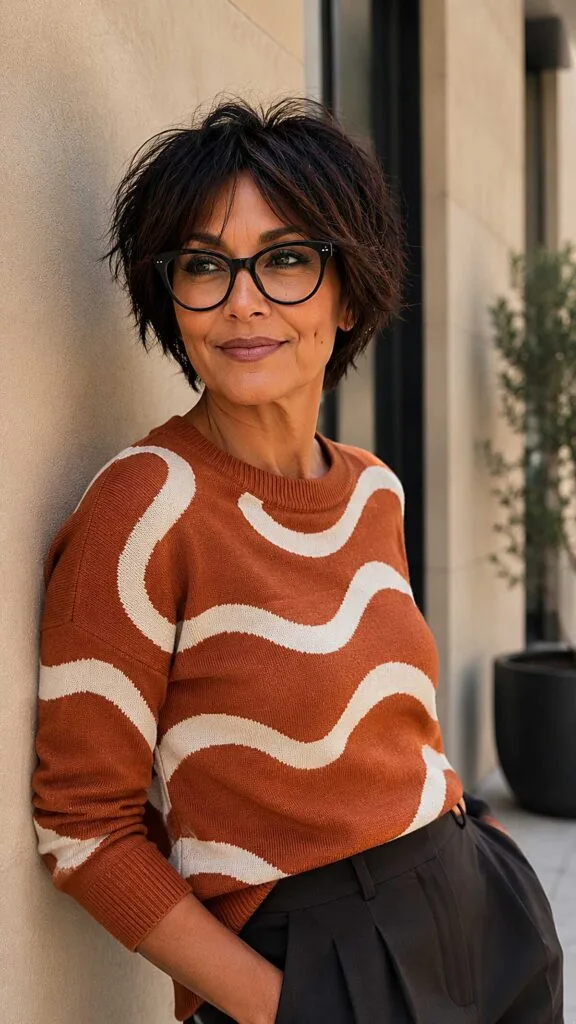 Dark Brunette Choppy Short Shag With Flicked Ends