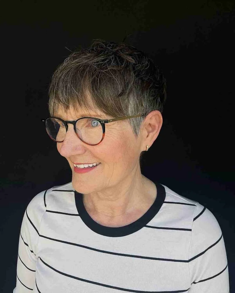 Delicate Pixie Cut for Women Over 70 with Eyewear