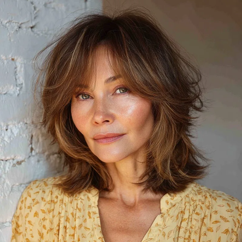 Dynamic Layered Shag with Soft Face-Framing Strands